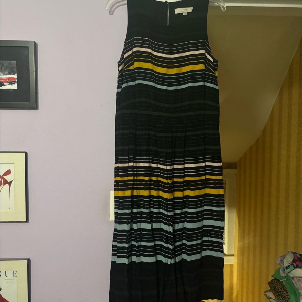 LOFT Black Halter Sleeveless Midi Sundress